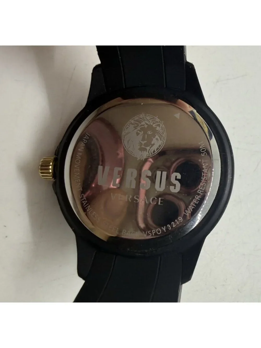 Versus By Versace Women's Black Silicone Date Round Watch VSPOY3219 WR 50M Gold